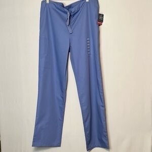 New W/T Cherokee Scrubs Pants Size XS Tie Pockets Blue.